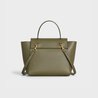 Army Green Nano Belt Bag In Grained Calfskin - Leather Women's Handbag - Bagsfits