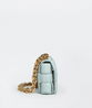 Teal Washed Chain Cassette Leather Bag - Leather Women's Handbag - Bagsfits