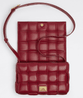 Dark Red Padded Cassette Leather Bag - Leather Women's Handbag - Bagsfits