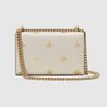 White Leather Padlock Bee Star Small Shoulder Bag - Leather Women's Handbag