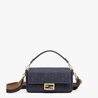 Baguette Canvas Bag - Leather Women's Handbag - Bagsfits