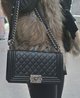 Black Calfskin Medium Boy Bag - Leather Women's Handbags