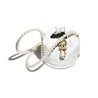White Calfskin Mini Drawstring Bag - Leather's Women Shoulder Bag