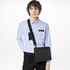Black Messenger Voyage Aerogram Leather Bag - Leather Men's Handbag - Bagsfits