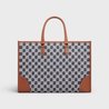 Navy Blue Horizontal Cabas In Textile With Triomphe Embroidery And Calfskin - Leather Women's Handbag - Bagsfits