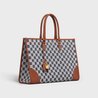 Navy Blue Horizontal Cabas In Textile With Triomphe Embroidery And Calfskin - Leather Women's Handbag - Bagsfits