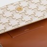 White Clutch On Strap In Triomphe Canvas And Calfskin - Leather Women's Handbag - Bagsfits