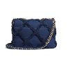 Navy Blue Cotton Canvas Calfskin Chnl 19 HandBag - Leather's Women Shoulder Bag