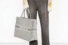 Gray Oblique Embroidery Book Tote - Women’s Leather Bag