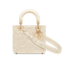 Latte Quilted-Effect Lambskin with Ornamental Motif Small My ABCDr Bag - Leather Women's Handbag - Bagsfits