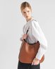 Large Leather Shoulder Bag With Topstitching - Leather Women's Handbag - Bagsfits