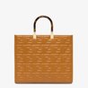Sunshine Medium Brown Leather Shopper With FF Motif - Leather Women's Handbag - Bagsfits