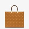 Sunshine Medium Brown Leather Shopper With FF Motif - Leather Women's Handbag - Bagsfits