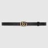 Leather Belt with Pearl Double G Buckle - Leather Women Belt
