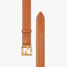 Natural Coloured Leather Belt With Loop And FF Stud Buckle - Leather Women's Belts - Bagsfits
