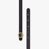 Black Leather Slim Belt With Round Buckle - Leather Women's Belts - Bagsfits