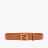 Natural Coloured Leather Belt With Loop And FF Stud Buckle - Leather Women's Belts - Bagsfits