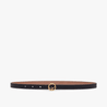Black Leather Slim Belt With Round Buckle - Leather Women's Belts - Bagsfits
