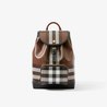 Check and Leather Backpack - Leather Women's Backpack - Bagsfits
