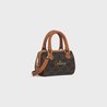Tan Mini Boston Bag In Triomphe Canvas With Celine Cursive - Leather Women's Handbag - Bagsfits
