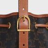 Tan Small Drawstring Bag In Triomphe Canvas And Calfskin - Leather Women's Handbag - Bagsfits