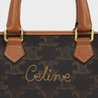 Tan Mini Boston Bag In Triomphe Canvas With Celine Cursive - Leather Women's Handbag - Bagsfits