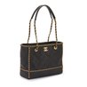 Chnl Black Quilted Calfskin Chain Around Small Shopping Tote - Leather Women's Handbag - Bagsfits