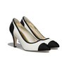 Ivory & Black Lambskin Pumps - Women's Designer Pumps