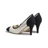 Ivory & Black Lambskin Pumps - Women's Designer Pumps