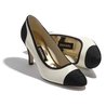 Ivory & Black Lambskin Pumps - Women's Designer Pumps
