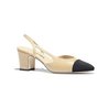 Beige & Black Goatskin Slingbacks - Women's Designer Pumps