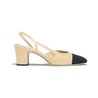 Beige & Black Goatskin Slingbacks - Women's Designer Pumps