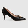 Black Leather GG Zumi Mid Heel Pump - Women's Designer Pumps