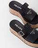 Black Rubber Wedge Platform Sandals - Women's Designer Shoes