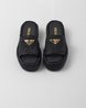 Black Crochet Flatform Slides - Women's Designer Shoes