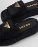Black Crochet Flatform Slides - Women's Designer Shoes