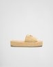 Natural Crochet Flatform Slides - Women's Designer Shoes