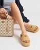 Natural Crochet Flatform Slides - Women's Designer Shoes
