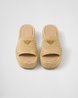 Natural Crochet Flatform Slides - Women's Designer Shoes