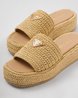 Natural Crochet Flatform Slides - Women's Designer Shoes