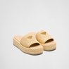 Natural Crochet Flatform Slides - Women's Designer Shoes