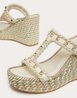Rockstud Wedge In Calfskin 90 Mm - Women's Designer Shoes