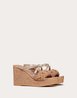 Rockstud Wedge Sandal In Calfskin Leather 105 Mm - Women's Designer Shoes