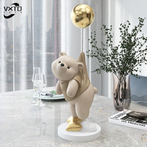 Creative Balloon Polar Bear Resin Ornaments Home Decor
