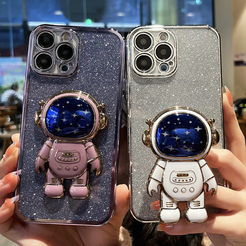 Luxury Plating Flash Glitter Astronaut Holder Phone Case