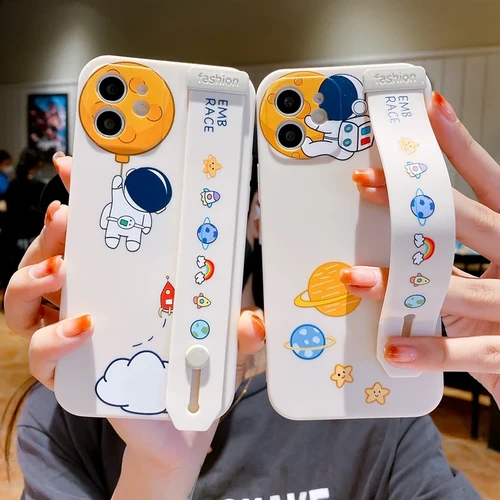 Cute Cartoon Astronaut Planet Wrist Band Phone Case
