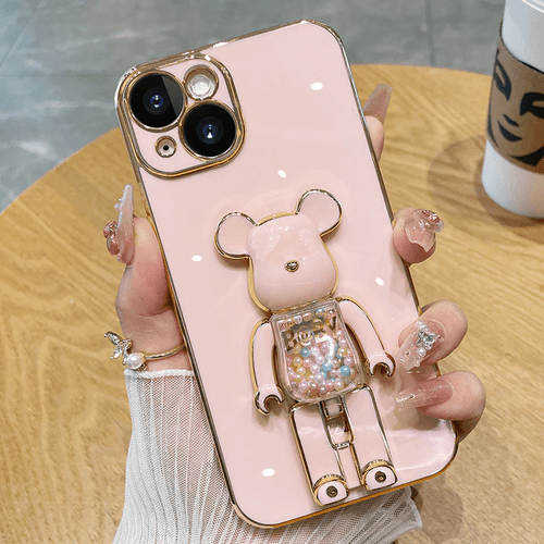 Luxury Plating 3D Doll fold stand Soft silicone Phone Case