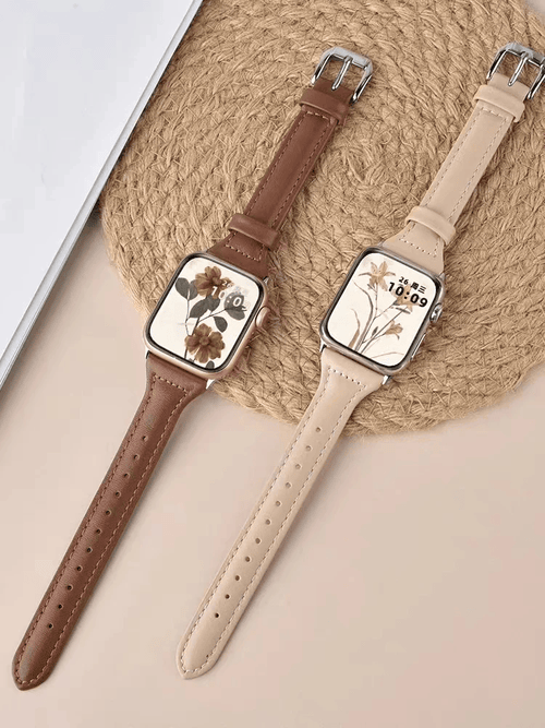 Slim Leather Strap for Apple Watch band 44mm 45mm 41mm 40mm 38mm wrist women bracelet iWatch serie 9 8 7 6 5 4 3 SE Ultra 2 49mm