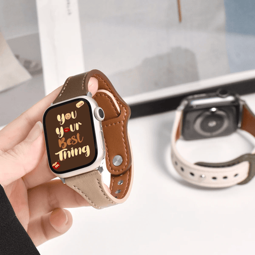 Slim Real Leather Band For Apple Watch 9 8 7 41/45mm Correa Girl Strap 40mm 44mm 38/42mm 49 Bracelet For iWatch Series SE 6 5 4