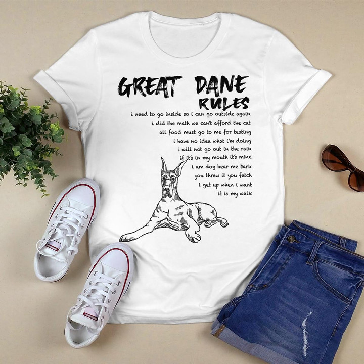 Funny Great Dane Dog Rules Hand Drawn Art Black